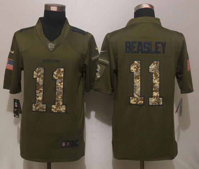 Dallas Cowboys 11 Beasley Green Salute To Service New Nike Limited Jersey